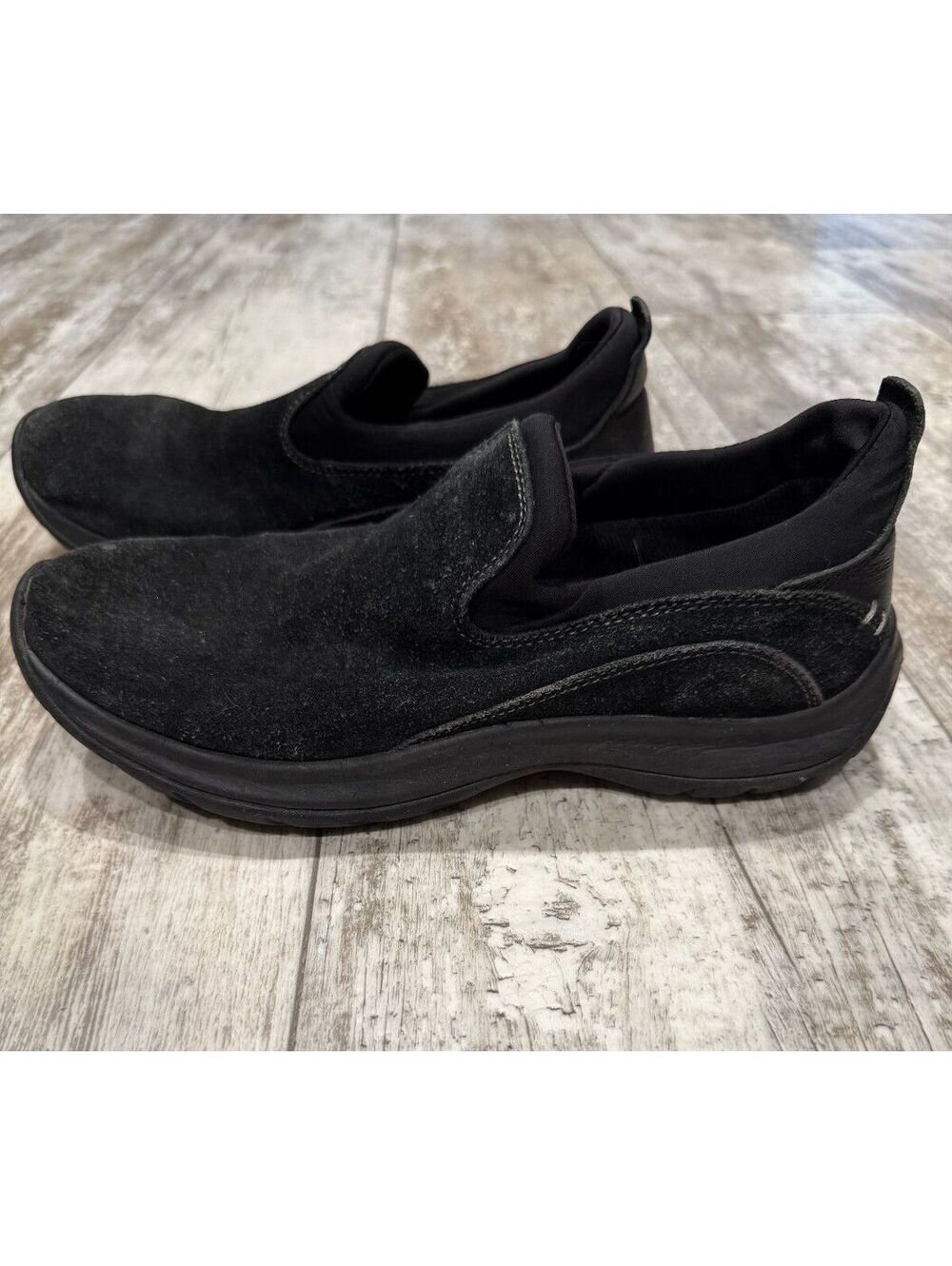 Lands End Black Suede Slip On Walking Shoes Comfort